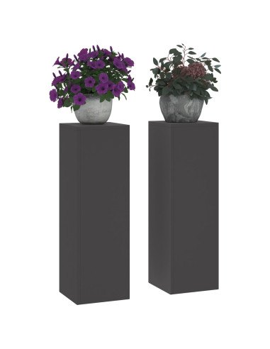 Supporto per piante 2 pcs Nero 24 x 24 x 75 cm Acciaio