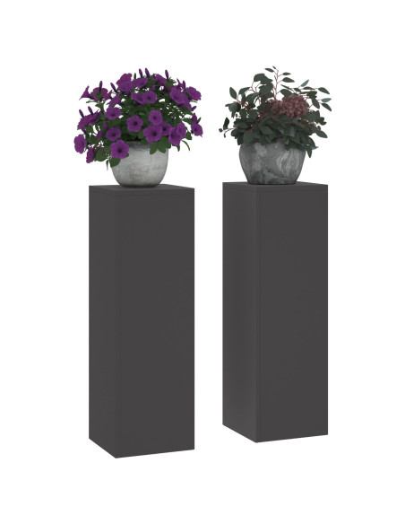 Supporti per piante da esterno Pilastro 2 pezzi Nero 24x24x75 cm Acciaio