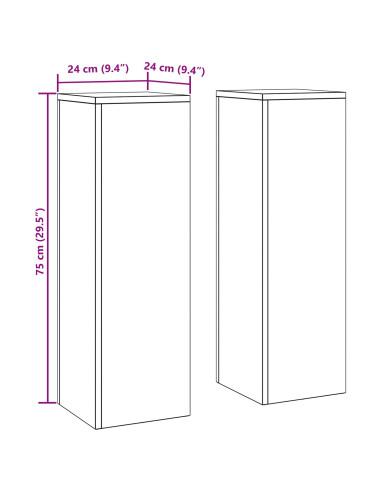 Supporto per piante 2 pcs Nero 24 x 24 x 75 cm Acciaio