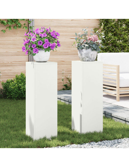 Supporti per Piante da Esterno Pillar 2 pz Bianco 24x24x75 cm Acciaio
