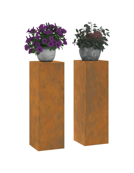 Supporti per Piante da Esterno Pillar 2 pz 24x24x75 cm Acciaio Invecchiato