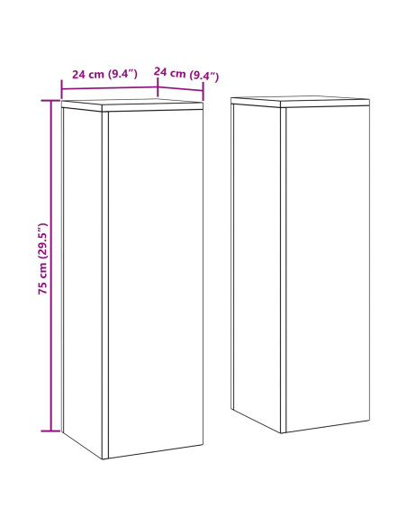 Supporti per Piante da Esterno Pillar 2 pz 24x24x75 cm Acciaio Invecchiato