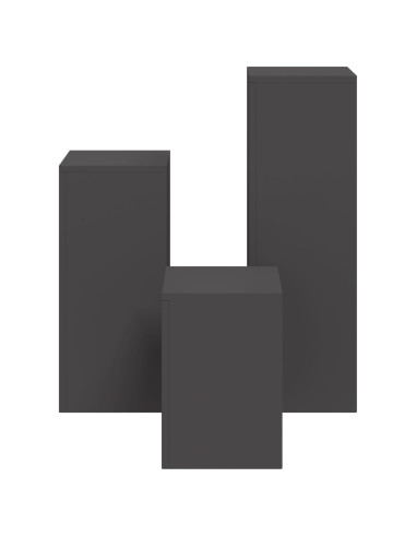 Supporto per piante 3 pcs Nero Acciaio