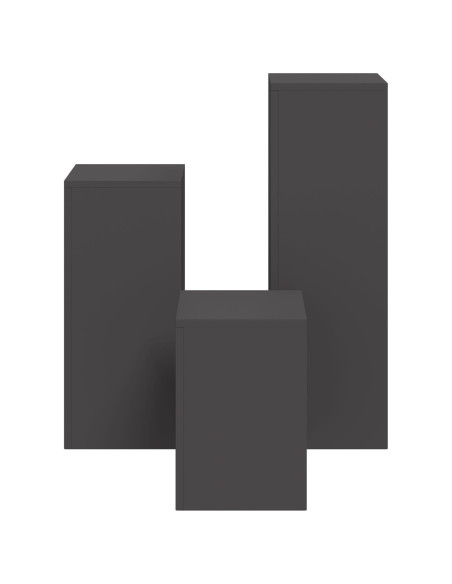 Supporto per piante 3 pcs Nero Acciaio