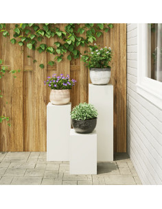 Supporto per piante 3 pcs Bianco Acciaio 2