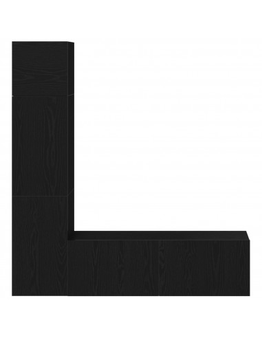 Set di mobili TV da parete 3 pezzi Nero Rovere in legno ingegnerizzato