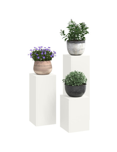 Supporto per piante 3 pcs Bianco Acciaio