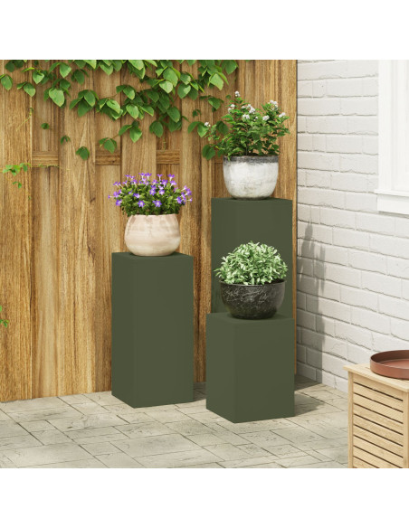 Supporti per piante da esterno  3 pz Verde oliva Acciaio