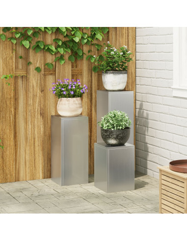 Supporto per piante 3 pcs Argento Acciaio zincato