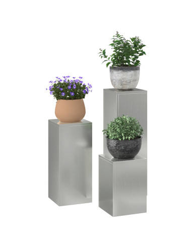 Supporto per piante 3 pcs Argento Acciaio zincato