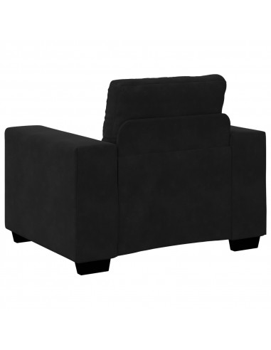 Set Divano 3 Pezzi con Cuscini Nero Velluto