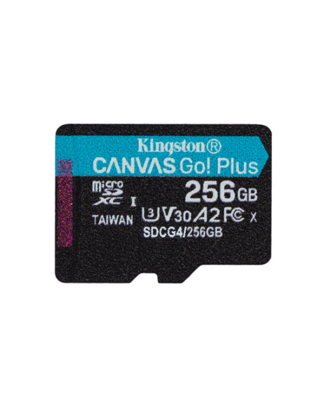 Kingston Technology Scheda microSDXC Canvas Go Plus Gen4 200MB/s A2 U3 V30 da 256 GB + adattatore