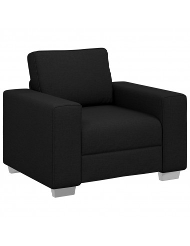 Set divano 3 pezzi con cuscini tessuto nero
