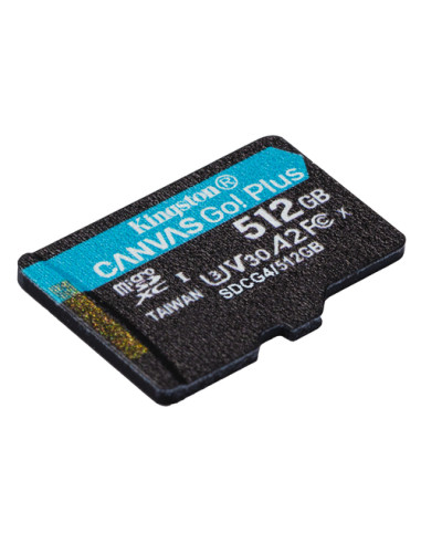 Kingston Technology Scheda microSDXC Canvas Go Plus Gen4 200MB/s A2 U3 V30 da 512 GB + adattatore