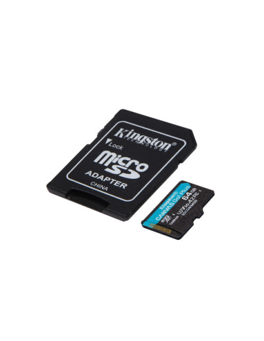 Kingston Technology Scheda microSDXC Canvas Go Plus Gen4 200MB/s A2 U3 V30 da 64 GB + adattatore