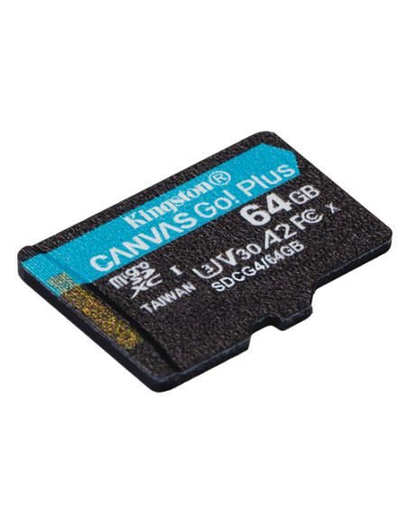 Kingston Technology Scheda microSDXC Canvas Go Plus Gen4 200MB/s A2 U3 V30 da 64 GB + adattatore