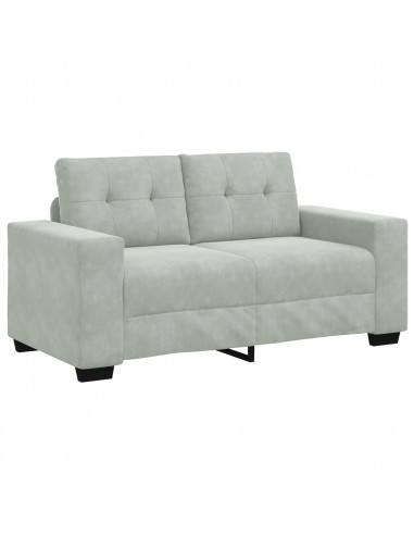 Set Divano a 3 Pezzi con Cuscini Velluto Grigio Chiaro
