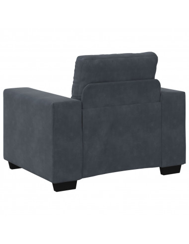 Set Divano a 3 Pz con Cuscini in Velluto Grigio Scuro