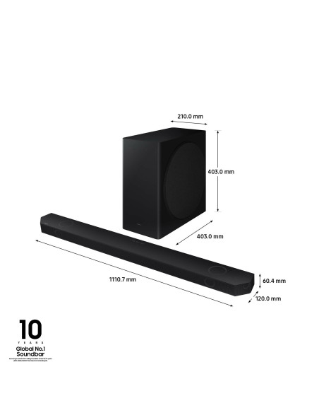 Samsung Soundbar HW-Q800D/ZF Serie Q, 11 Speaker, Wireless Dolby Atmos, Audio a 5.1.2 Canali, Q-Simphony, Alexa integrato e comp