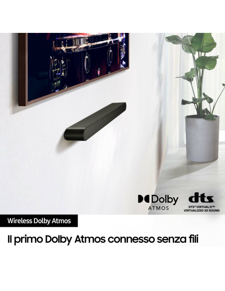 Samsung Soundbar HW-S60D/ZF Serie S, 7 Speaker, Wireless Dolby Atmos, Audio a 5.0 Canali, Q-Simphony, Black 2024