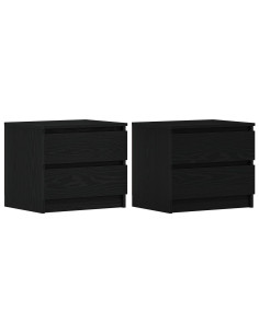 Armadio da Notte 2 pcs Rovere Nero 50 x 40 x 43,5 cm
