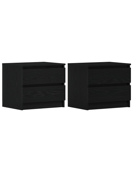 2 Comodini Neri in Rovere 50x40x43,5 cm in Legno Ingenerizzato
