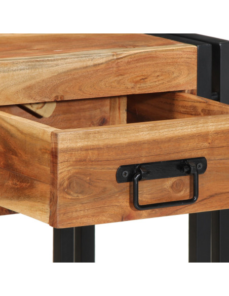 2 Comodini 40x35x50 cm in Legno Massello di Acacia