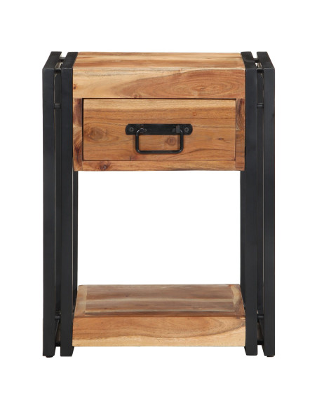 2 Comodini 40x35x50 cm in Legno Massello di Acacia