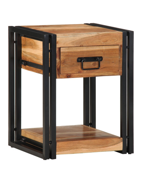 2 Comodini 40x35x50 cm in Legno Massello di Acacia