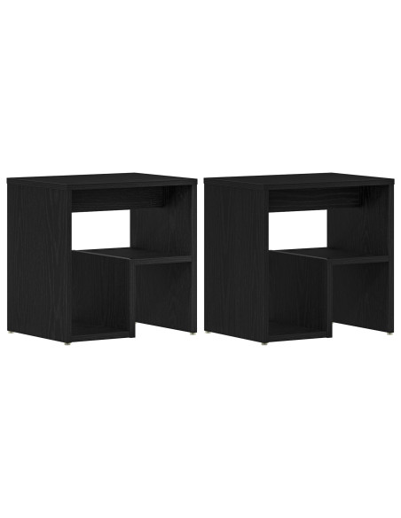2 Comodini Neri in Rovere 40x30x40 cm in Legno Ingegnerizzato