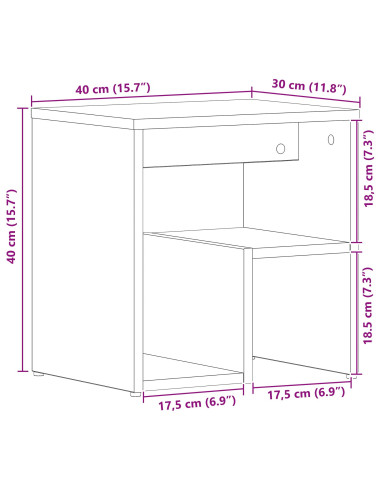Armadio da Notte 2 pcs Rovere Nero 40 x 30 x 40 cm
