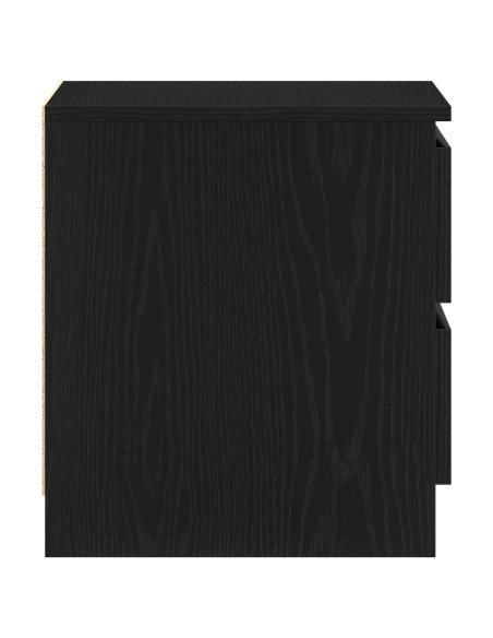 2 Comodini Neri in Rovere 50x40x43,5 cm in Legno Ingenerizzato