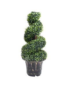 Pianta di Bosso Artificiale a Spirale con Vaso Verde 89 cm 2