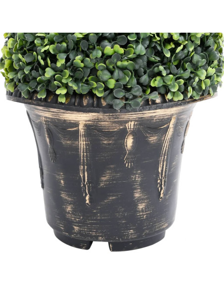Pianta di Bosso Artificiale a Spirale con Vaso Verde 89 cm
