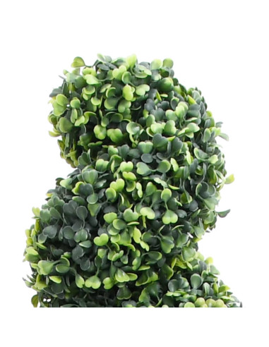 Pianta di Bosso Artificiale a Spirale con Vaso Verde 59 cm