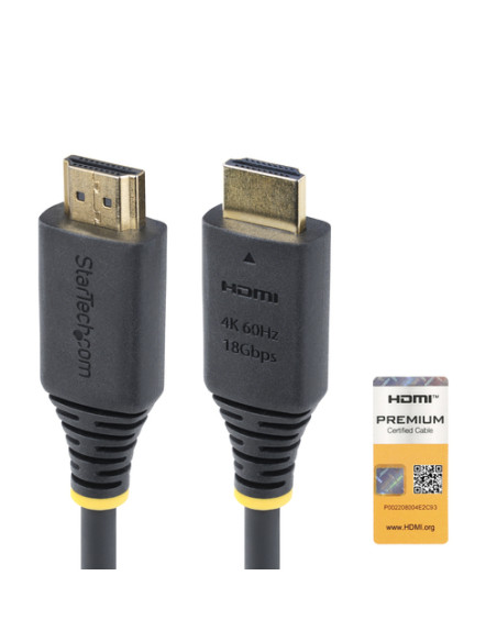 StarTech.com Cavo HDMI ad alta velocità certificato Premium da 1,5m, 4K 60Hz/1440p 144Hz, HDR10/HDCP 2.2/ARC, 18Gbps, cavo UHD 