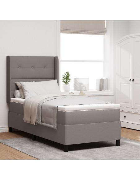 Letto con rete a doghe e materasso con LED Tortora 100x200 cm Tessuto
