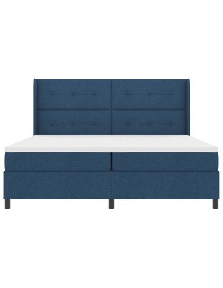 Letto a Box Spring  con Materasso e LED Blu 200x200 cm Tessuto