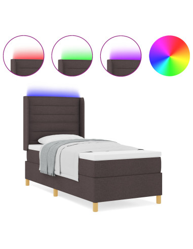 Letto a molle con materasso Marrone 90 x 200 cm Tessuto