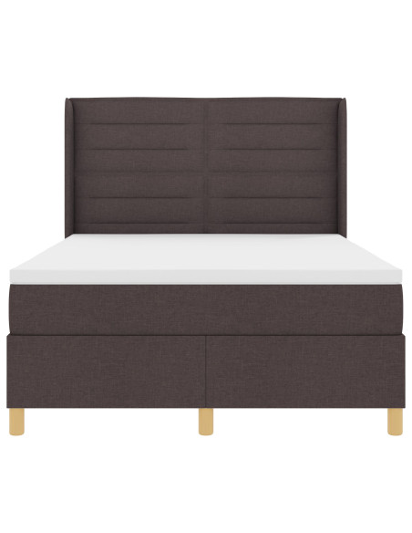 Letto a Molle con Materasso e LED Marrone Scuro 140x200 cm Tessuto