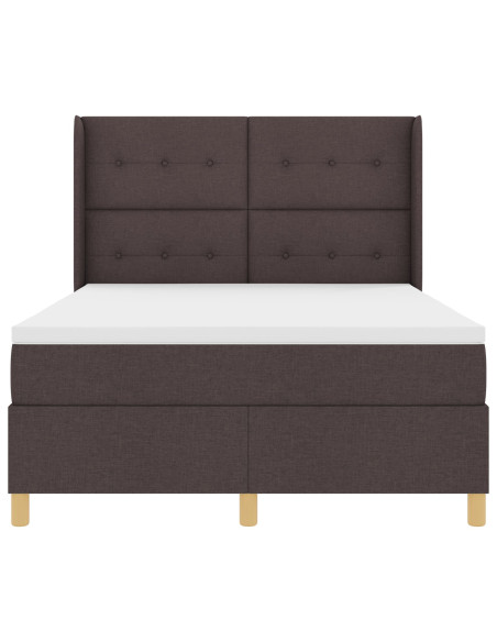 Letto Box Spring con Materasso & LED Marrone Scuro 140x190 cm Tessuto