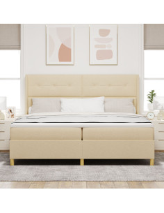 Letto a molle con materasso Crema 140 x 200 cm Tessuto