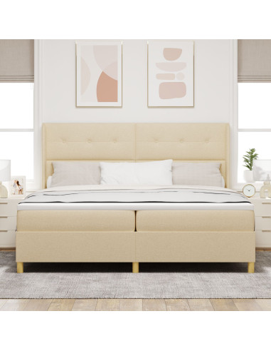 Letto a molle con materasso Crema 140 x 200 cm Tessuto