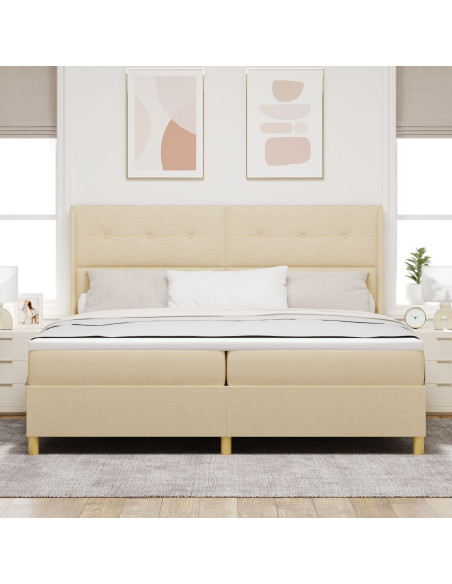 Letto con Box Spring e Materasso & LED Crema 200x200 cm Tessuto