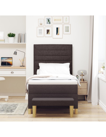 Struttura Letto  con Materasso Set di 2 Marrone Scuro Tessuto