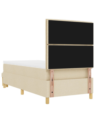 Letto a molle con materasso Crema 90 x 200 cm Tessuto