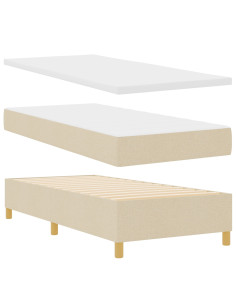Letto a molle con materasso Crema 100 x 200 cm Tessuto