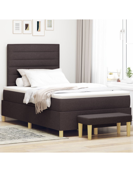 Struttura Letto con Materasso Set di 2 Marrone Scuro Tessuto