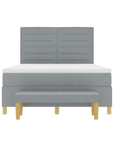 Letto a molle con materasso Grigio chiaro 140 x 190 cm Tessuto