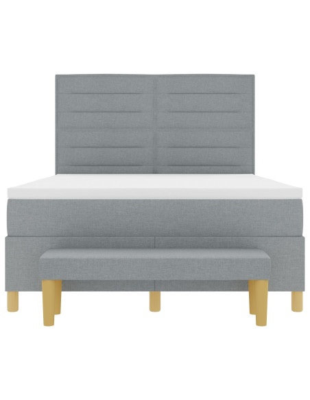Rete Letto  con Materasso Set di 2 Grigio Chiaro Tessuto
